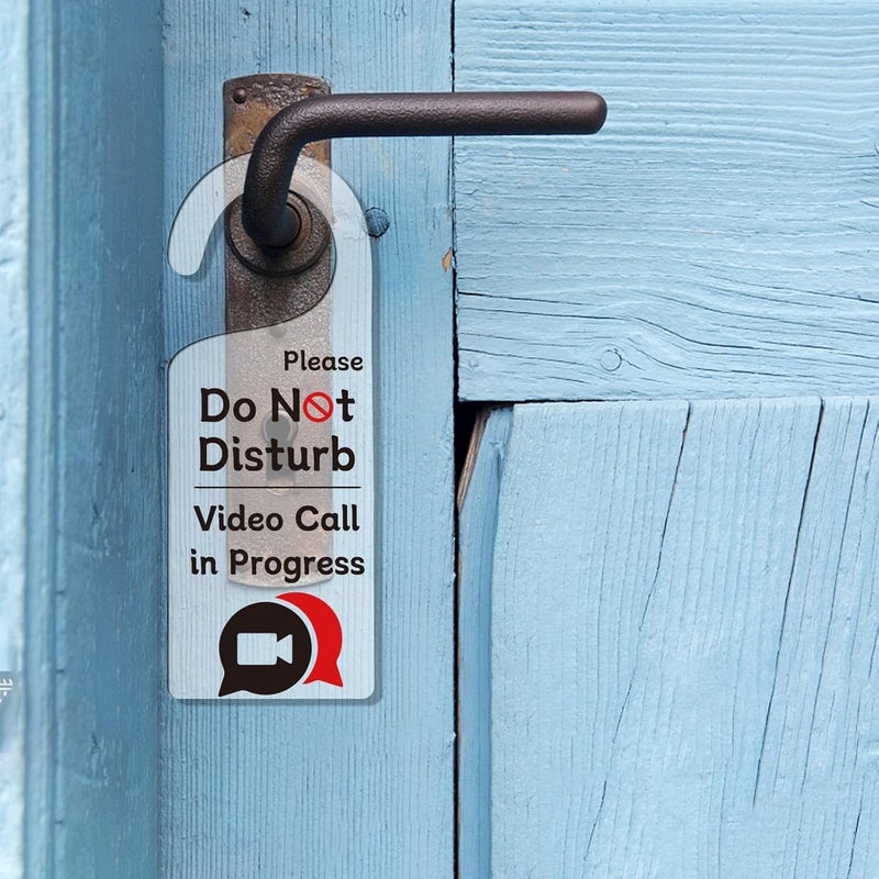 CHGCRAFT 2Pack Do Not Disturb On A Call Door Sign Acrylic Notice Door Hanger Sign Engraved Acrylic Mark Hanger for Homework Office Schools Business Conference Room Meeting - Image 5
